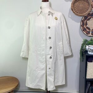 Women’s London Fog Maincoats Midi Trench Rain Coat Cream Size 10 Petite